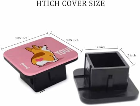 Corgi Dog Safe Hitch Cover Funny I Love You Heart Corgi Butt Square Trailer - Image 2