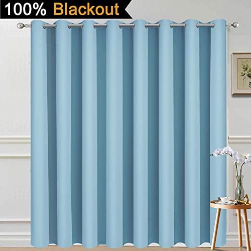 Yakamok Sky Blue Blackout Patio Door Curtain Panels W100 x L84, 1 Panel - Image 2