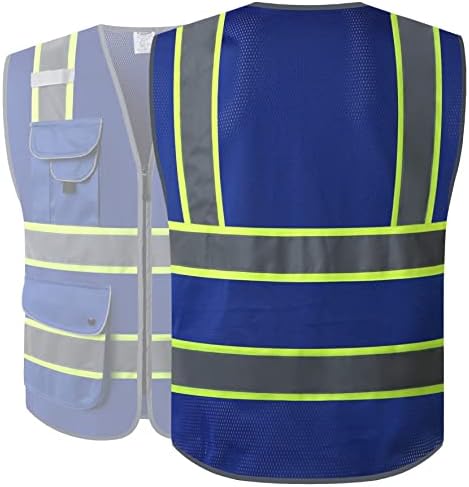JKSafety Safety Vest for Men Women Reflective Hi Vis JK100 Blue M - Image 5