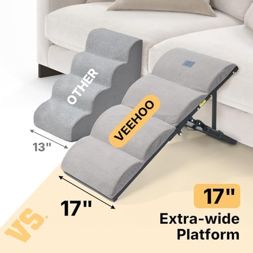 Veehoo Foldable Dog Ramp for Bed Couch Large Dogs, Adjustable 12-20'' High - Image 5