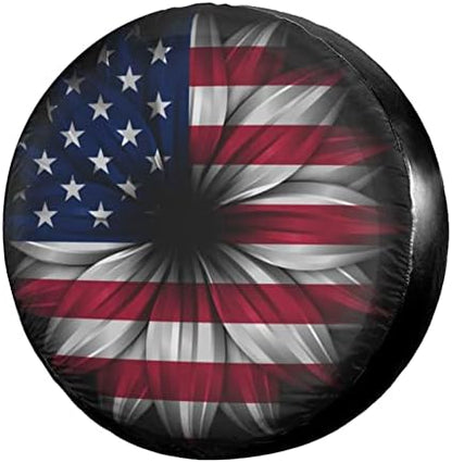 Delerain USA Flag Flower Spare Tire Covers by Delerain