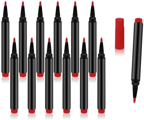12 PCS Red Liquid Chalk Markers Wet or Dry Erase Fine Tip Neon Pens by Unknown