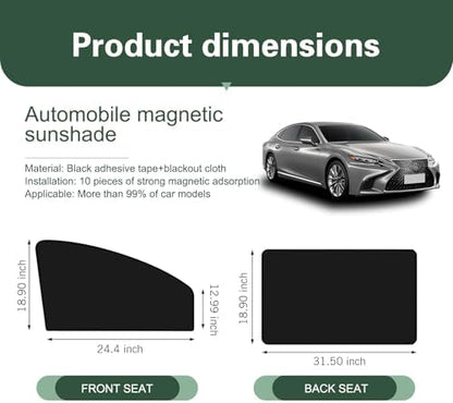 4PCS Car Side Window Sun Shades, Magnetic Foldable Car Front and Rear Side - Image 2