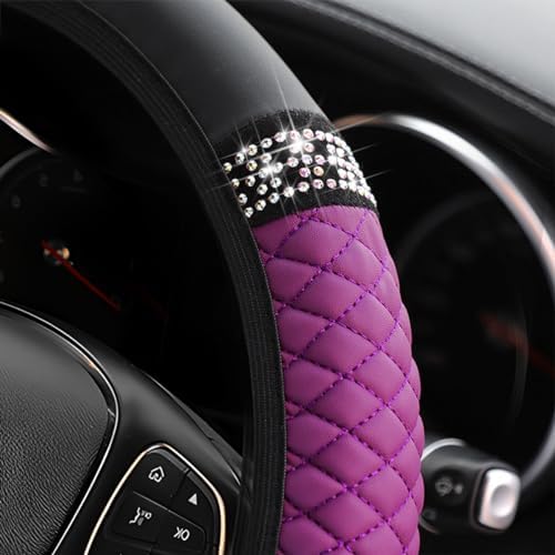 Osilly 15 Inch Rhinestone Leather Steering Wheel Cover - Image 3