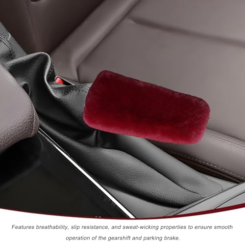 2PCS Fluffy Car Gear Shift Knob & Handbrake Cover, Comfortable Plush Shifter - Image 3