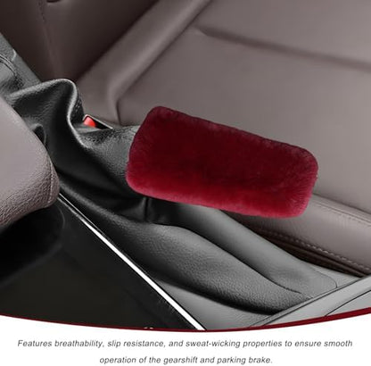 2PCS Fluffy Car Gear Shift Knob & Handbrake Cover, Comfortable Plush Shifter - Image 3