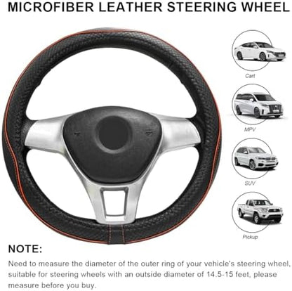 Car Steering Wheel Cover, 15 Inch Anti-Slip Breathable Leather Auto Steering - Image 2