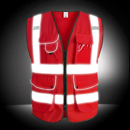 XIAKE 9 Pockets Class 2 High Visibility Reflective Safety Vest - Image 3