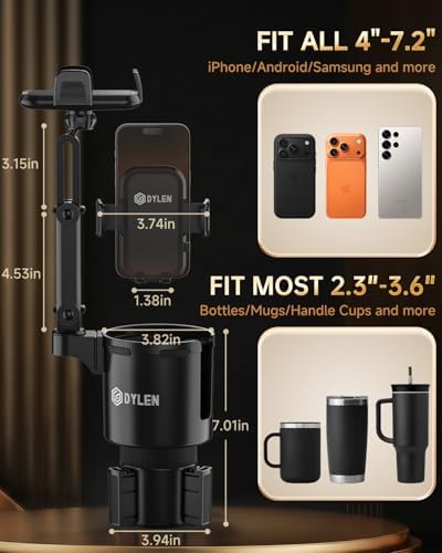 DYLEN Cup Holder Phone Holder for Car, 2 in 1 Cup Holder Phone Mount - Image 5