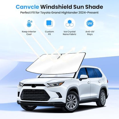 Canvcle Windshield Sun Shade for 2024-2025 2026 Toyota Grand Highlander - Image 2