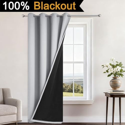 Yakamok Light Grey 100% Blackout Curtains 84 Inches Long 52" Wide 1 Panel - Image 2