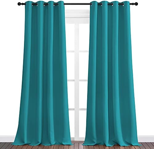 NICETOWN Room Darkening Curtains, 2 Panels, W55 x 90-inch, Peacock Teal - Image 2