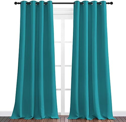 NICETOWN Room Darkening Curtains, 2 Panels, W55 x 90-inch, Peacock Teal - Image 2