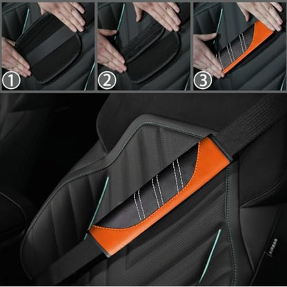 NBTEPEM 6 Pcs Orange Steering Wheel Cover Set, Sport Microfiber Leather - Image 6