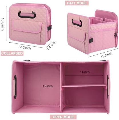 JiatuA Car Trunk Organizer for SUV, Collapsible Car Storage Organizer Pink - Image 6