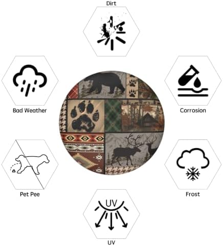 Black Bear Deer Spare Tire Cover 15 Inch Cabin Forest Waterproof Sun Protection - Image 5
