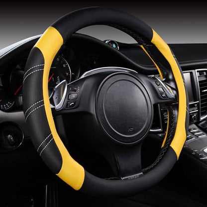 CAR PASS Line Rider Microfiber Leather Sporty Steering Wheel Cover Universal by CARPASS