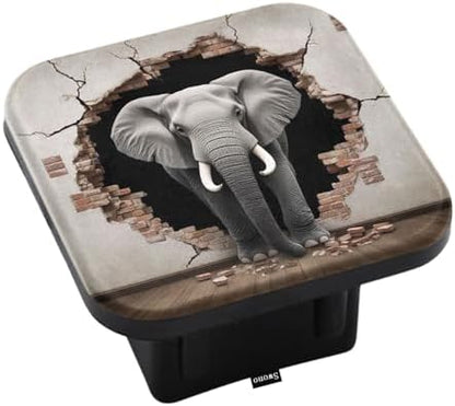 Swono Elephant Rubber Hitch Covers Animal Elephant Coming Brick Walls Trailer by Swono