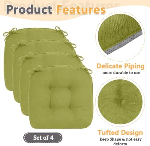 MAGIC ELEPHANT Chair Cushions for Dining Chairs, Memory Foam Kitchen Chair - Image 4