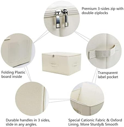 Fabric Storage Bins with Lid, Folding Large Clothes Storage Bin - Image 3