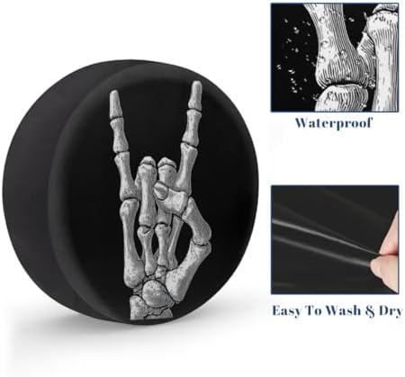 Skull Goth Art Black Spare Tire Cover Waterproof Dust-Proof Spare Wheel Covers - Image 4
