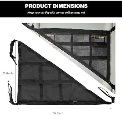 Car Ceiling Cargo Net, 35.4"×25.6" Triangle Double Layer Overhead Cargo Net - Image 2
