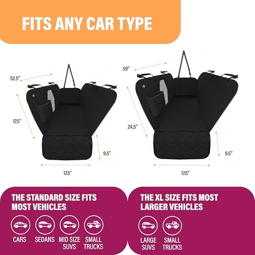 Active Pets Dog Car Seat Cover for Back Seat, Waterproof Pet Protection Hammock - Image 5