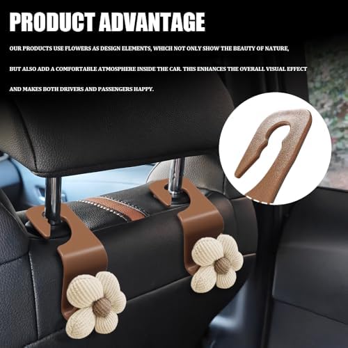 2PCS Car Seat Headrest Hooks, Car Bag Hooks, Cute Bow Knot Vehicle Seatback - Image 4