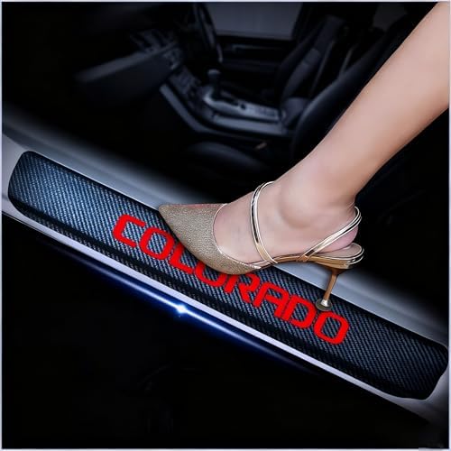 4Pcs Car Door Sill Protector for Chevy Colorado, Carbon Fiber Anti-Scratch by Unknown
