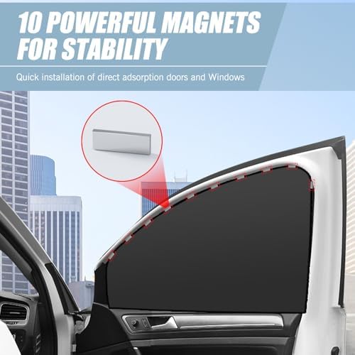 Tesnaao 4 PCS Car Side Window Sun Shade Replacement, 33CM x 48CM x 62CM Front - Image 4