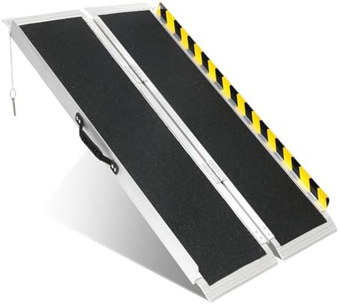 4FT Portable Wheelchair Ramp, Non-Slip Aluminum Folding Handicap Ramp, 800 LBS by THDUGG