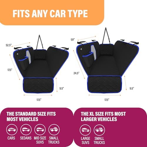 Active Pets Dog Car Seat Cover for Back Seat, Waterproof Pet Protection Hammock - Image 5