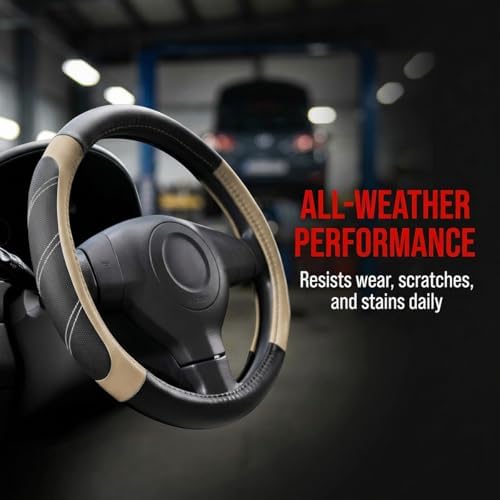 14.5-15 Inch Leather Steering Wheel Cover, Non Slip - Image 5