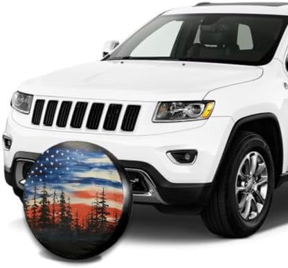 Spare Tire Cover American Flag Waterproof Dust-Proof Universal 14 Inch Wheel - Image 3