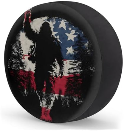 Rv Spare Tire Cover Wheel Bigfoot Funny USA Flag Tire Covers Wheel Protectors - Image 2