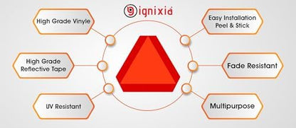 IGNIXIA Slow Moving Vehicle Sign, PVC Vinyl Decal Slow Moving Vehicle Triangle - Image 2