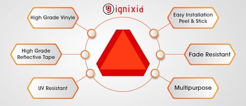 IGNIXIA Slow Moving Vehicle Sign, PVC Vinyl Decal Slow Moving Vehicle Triangle - Image 2