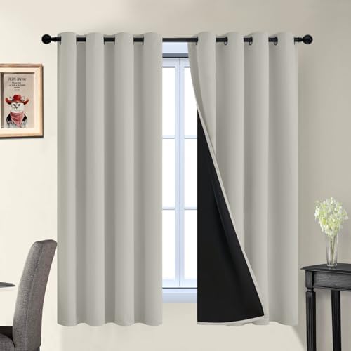Yakamok Cream Beige 100% Blackout Curtains 63 Inches Long 52" Wide 2 Panels by Yakamok