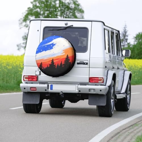 Sky American Flag Spare Tire Cover Weatherproof Sun Protection Dust-Proof Wheel - Image 6