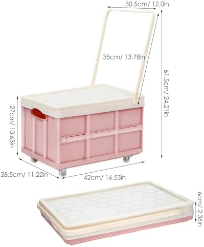Collapsible Storage Bins with Lids And Wheels, Stackable Folding Storage Boxes - Image 2