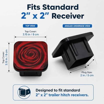 Red Rose Hitch Cover Receiver Tube Hitch Plug, Tool-Free Install Tow Hitch - Image 2