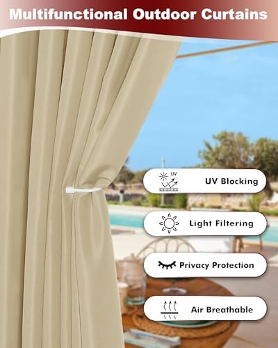 Grommet Outdoor Curtains for Patio Waterproof 8 Pcs 54x84 In Cream - Image 3