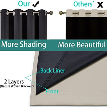Yakamok Natural 100% Blackout Patio Door Curtain Panels W100 x L96, 1 Panel - Image 5