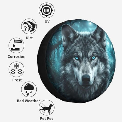 Mystic Blue-Eyed Wolf Spare Tire Cover - Image 6