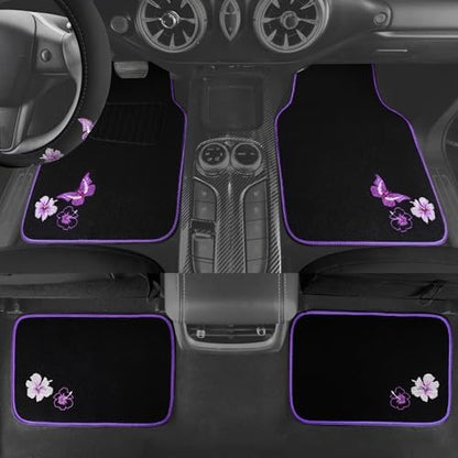 CAR PASS Butterfly Steering Wheel Cover and Waterproof Car Floor Mats, Sedans - Image 3