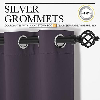 NICETOWN Greyish Purple Blackout Curtains 86 inches Length - Image 2