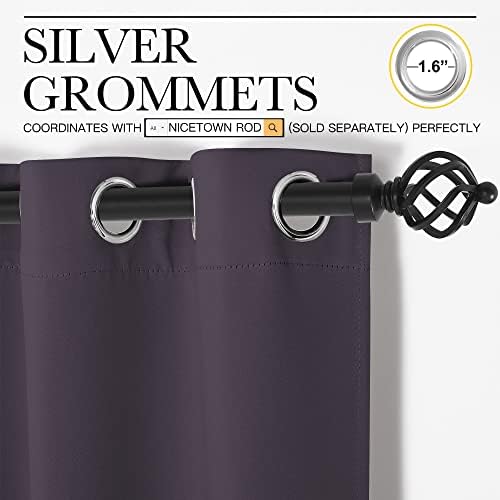 NICETOWN Blackout Curtains for Living Room 2 PCs 55" x 120" Greyish Purple - Image 2