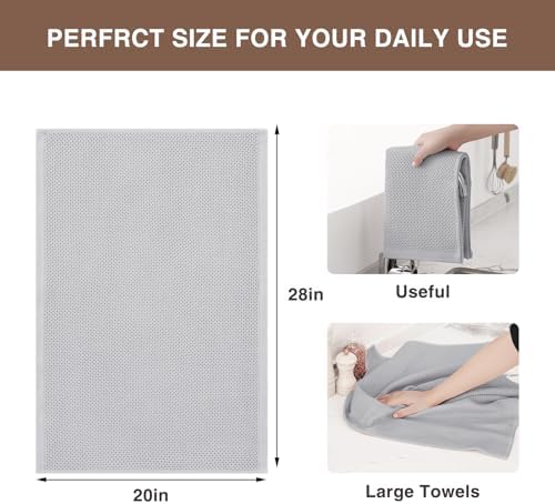 Homaxy 100% Cotton Oversized Waffle Weave Kitchen Towels 8-Pack, Light Gray - Image 3