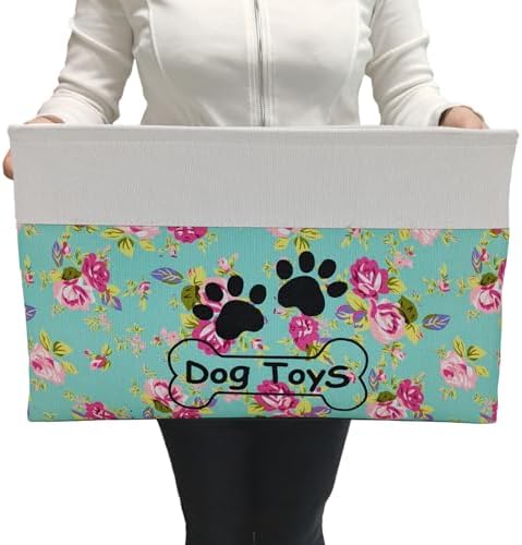Large Dog Toy Basket Foldable Dog Toy Box Dog Toy Bin by CpakOwlgoo