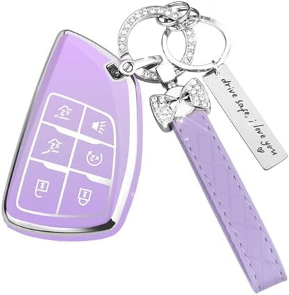 for Chevy Key Fob Cover, 6 Button TPU Protection Case by HEKBRYN
